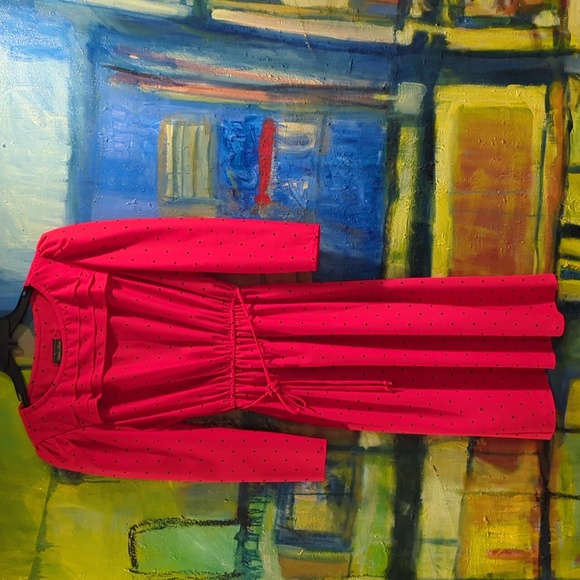 VTG Stuart Alan Women red small black square print Dress Midi see measurements S - Picture 1 of 8